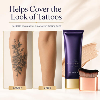 All in One Body Coverage Perfector - Leg Makeup Waterproof No Transfer - Body Concealer Cream and Brush for Legs, Arms Buildable Coverage, Visible Veins &amp; Tattoo Cover Up, Even Skin Tone