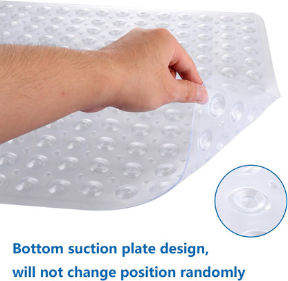 ASelected Shower Mat,53X53 Cm Square Shower Mat,Non Slip Square Bath Mat With Anti-Slip Suction Cup and Drain Holes (Clear)