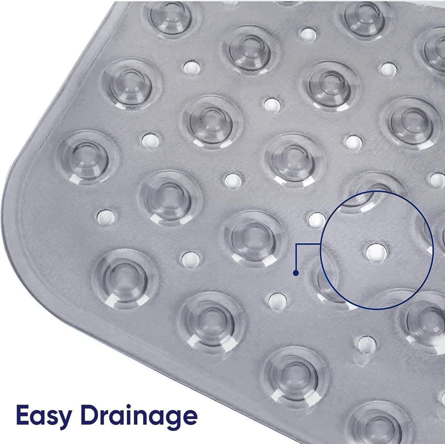 BedLooms Shower Mat Non Slip Anti Mould –Grey 70x38 cm Bath Mat for Bathroom &amp; Bathtub with Strong Suction Cups Grip Bath Mats Easy Drain &amp; Machine Washable Mat