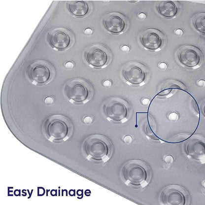 BedLooms Shower Mat Non Slip Anti Mould –Grey 70x38 cm Bath Mat for Bathroom &amp; Bathtub with Strong Suction Cups Grip Bath Mats Easy Drain &amp; Machine Washable Mat