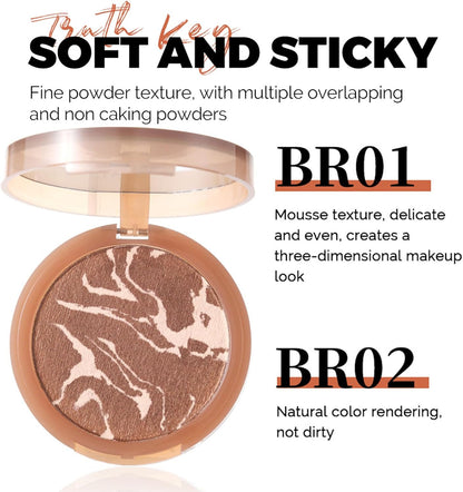 Baked Bronze Contour Cream,Face Contour Palette Powder,Long-Lasting | Mousse Texture | Three Dimensional Grooming | Ultra-Fine Lightweight | Easy to Sculpt the Face（01# 10G）