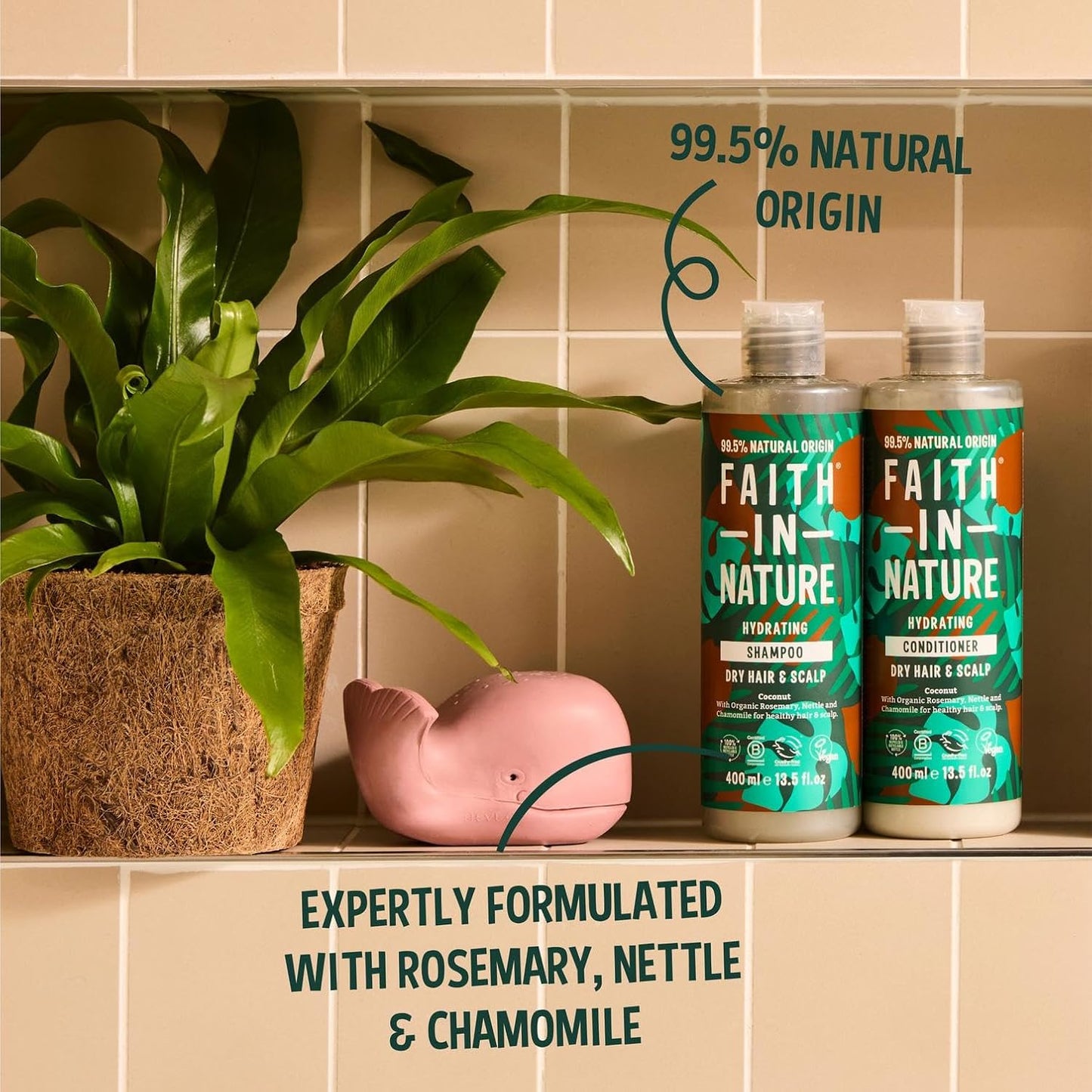 Faith In Nature Organic Coconut Shampoo, Hydrating for Dry Hair &amp; Scalp, Vegan &amp; Cruelty Free, No SLS, Silcones or Parabens, 400ml