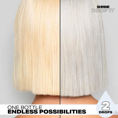 SHRINE Drop-It WHITE BLONDE Toner | Customisable Anti-Brass Toner Drops to Remove Yellow Tones | Icy &amp; Cool Blonde Finish | Vegan, Cruelty-Free, Damage-Free Conditioning Toner | 200 drops/bottle