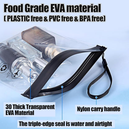 Caija-H 5pcs Clear Travel Toiletry Bag - Airport Security Liquids Bags, Airport Liquid Bag 20 x 20cm TSA Approved, Travel Accessories/Holiday Essentials Makeup Bags/HangLuggage for Men Women