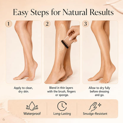 Body Concealer for Legs with Brush, 100g Waterproof Leg Makeup Cream, Buildable Coverage for Visible Veins, Scars, Tattoos &amp; Smooth Radiant Natural-Look Finish for Dresses and Shorts