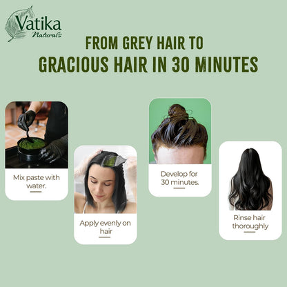 Vatika Henna Rich Black Hair Colour - 60g (6 x 10g Sachets), 100% Ammonia Free, For Vibrant Color, Shine, &amp; Coverage (Packaging May Vary)