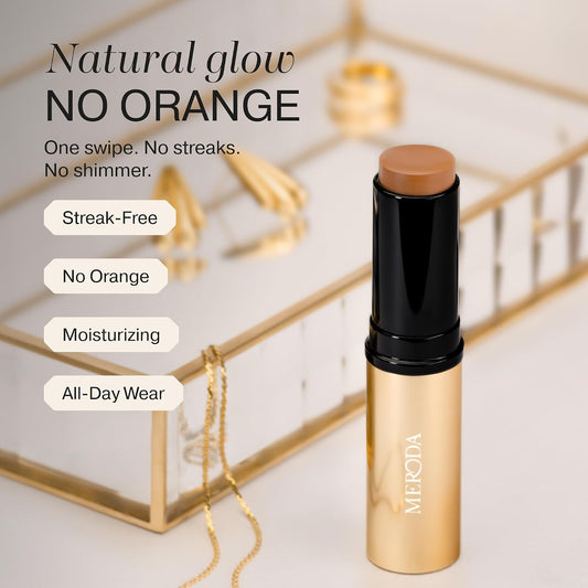 MERODA® Soft Tan Bronzer Stick [CREAMY TEXTURE] - Bronzerstick Streak Free &amp; Easy to Blend - Makeup Bronzingstick with 24-hour Hold &amp; Face Moisture - For a Natural Glow &amp; Maximal Tanning Effect