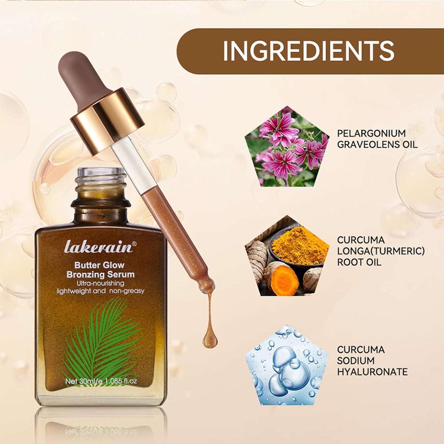 Butter Glow Bronzing Serum - Liquid Bronzing Drops - Shimmer Body Oil - Nourishing Skincare Bronzing Drops - Natural Sunkissed Complexion Flawless Skin