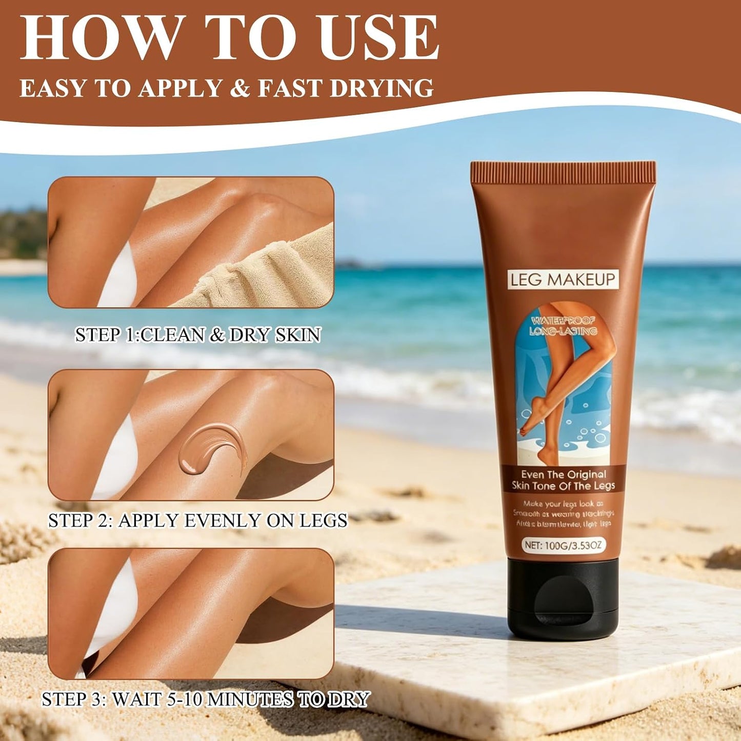 Leg Makeup Waterproof,Body Foundation Full Coverage with Mitt,Long Lasting Moisturizing Concealer for Daily Wear (Antique Bronze)