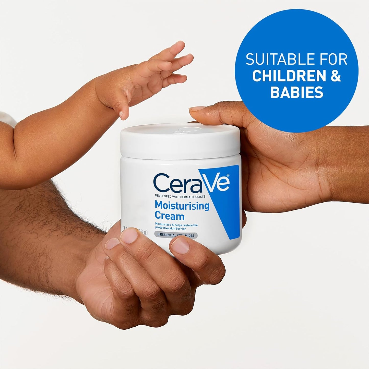 CeraVe Moisturising Cream, Face &amp; Body, with 3 Essential Ceramides &amp; Hyaluronic Acid for Dry to Very Dry Skin, Developed with Dermatologists, Fragrance-Free, 454g/16oz