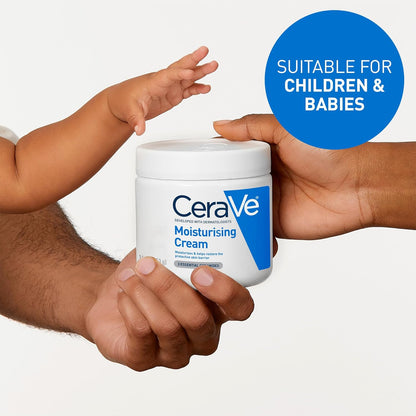 CeraVe Moisturising Cream, Face &amp; Body, with 3 Essential Ceramides &amp; Hyaluronic Acid for Dry to Very Dry Skin, Developed with Dermatologists, Fragrance-Free, 454g/16oz