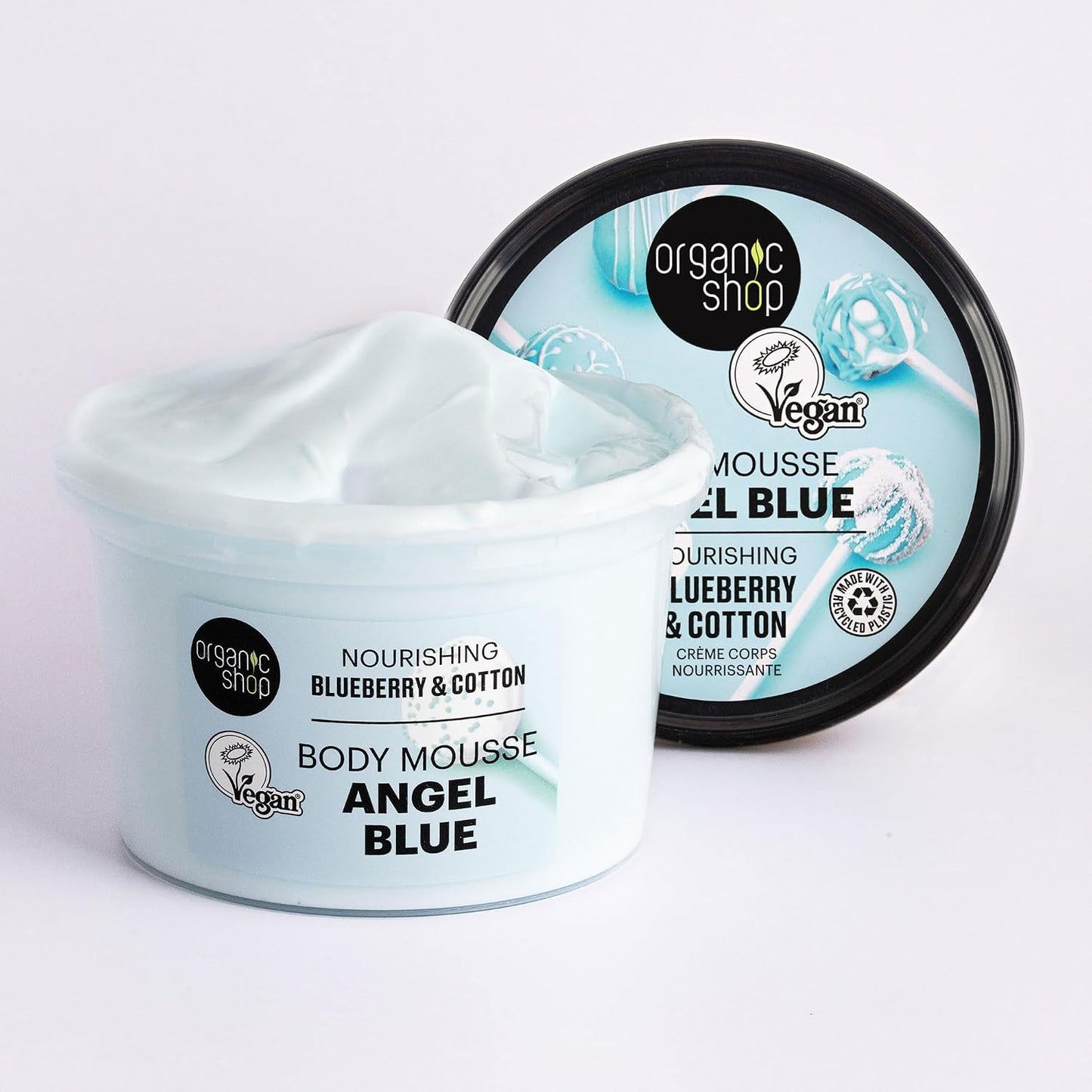 Organic Shop Body Mousse Angel Blue Nourishing Blueberry &amp; Cotton, 250 ml