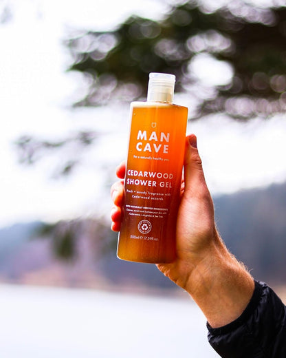 ManCave Cedarwood Mens Shower Gel, 500 ml, Body Wash, Natural Ingredients, Vegan, Eco-Conscious and Cruelty-Free, Fresh Woody Shower Gel for Men with Eucalyptus, Pine Needle, Body Wash for Men