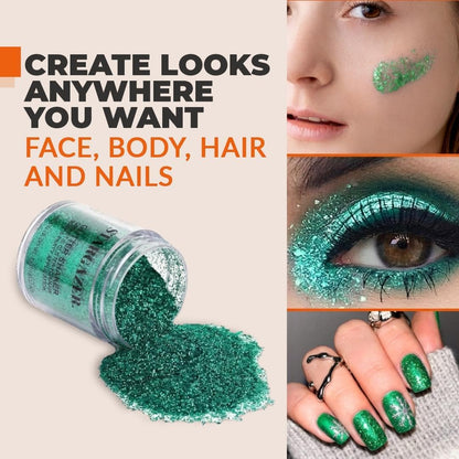 Stargazer Green Body Glitter Shaker - Fine Sparkle for Face, Body, Eyes, Hair &amp; Nails - Festival &amp; Party Makeup - Cruelty-Free