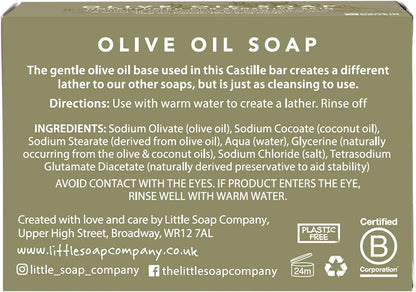 Little Soap Company Olive Oil Soap Bar, 100g | Unperfumed, Natural, Vegan, Cruelty-Free &amp; Eco Friendly | Body, Face &amp; Hand Soap Bar for Sensitive Skin | Nourishing Olive Oil, No SLS &amp; Parabens