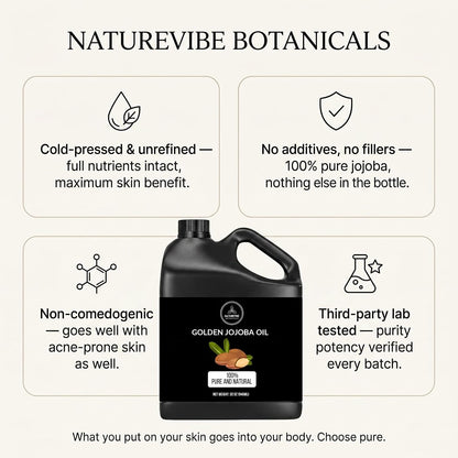 Naturevibe Botanicals Jojoba Oil 946ml | 100% Pure and Natural | Great for Skin Care and Hair Care