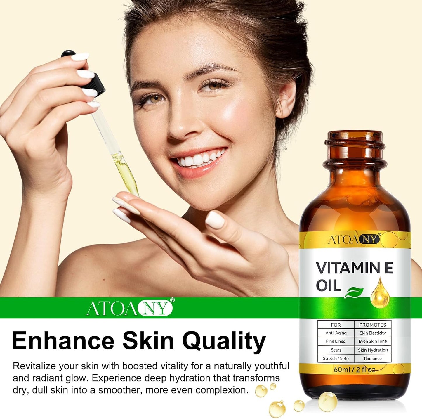 Vitamin E Oil 75,000 IU 60 ml- 100% Pure Vitamin E Oil for Skin, Face, Hair, Body - Natural Antioxidant for Dryness, Wrinkles, Scars &amp; Stretch Marks, Moisturizing and Firming Skin
