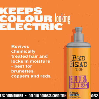 Bed Head by TIGI Colour Goddess Conditioner, For Coloured Hair with Sweet Almond, Coconut Oil &amp; Shea Butter, Moisturises &amp; Softens, 750ml