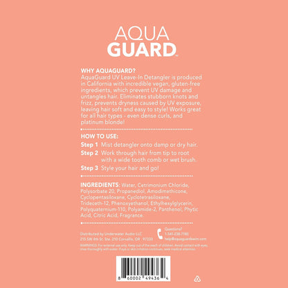 AQUA GUARD After-Swim UV Leave-In Detangler - Protects Hair From the Sun for Smooth, Silky Feel - Paraben &amp; Gluten Free, Vegan, Color Safe, Leaping Bunny Certified