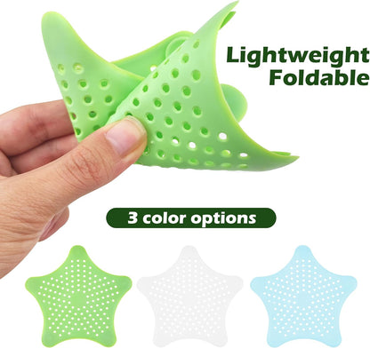 3 Pcs Silicone Drain Hair Catcher for Shower, Bathroom &amp; Kitchen, Sink Strainer with Suction Cups, Bathtub Drain Cover Hair Trap – Easy Install, Durable Filter (White, Blue, Green)