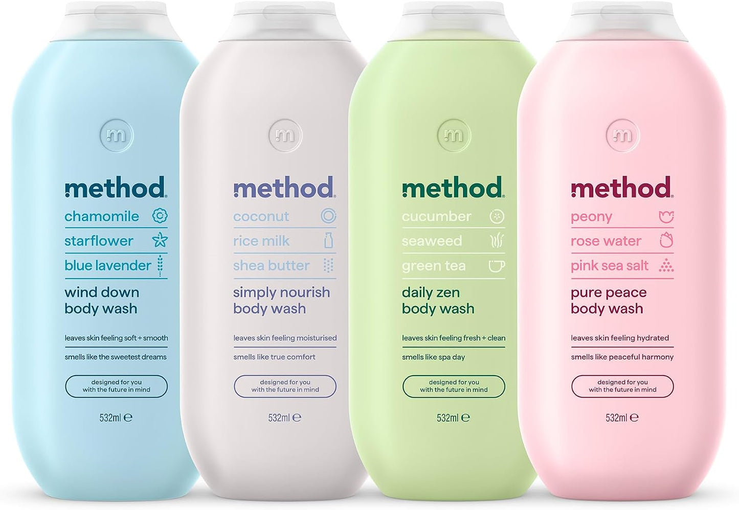 Method Body Wash, Wind Down, Shower Gel, Chamomile, Starflower and Blue Lavender Scent, Pack of 1, 532ml