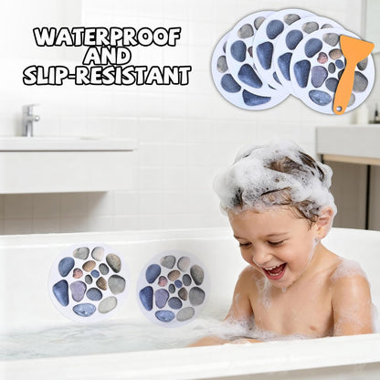 10 Pcs Non Slip Bath Stickers, Round Anti Slip Shower Stickers with Scraper, Self-Adhesive Safety Bathtub Treads for Bath Tub, Shower Room, Stairs and Slippery Surfaces (15cm Diameter)