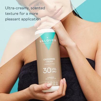 VALQUER Stabilized Hydrogen Peroxide Cream 20 Vol. | 1 L | Professional Cream Developer for Permanent Hair Colour &amp; Bleaching | 6% Stabilized Formula | Vegan