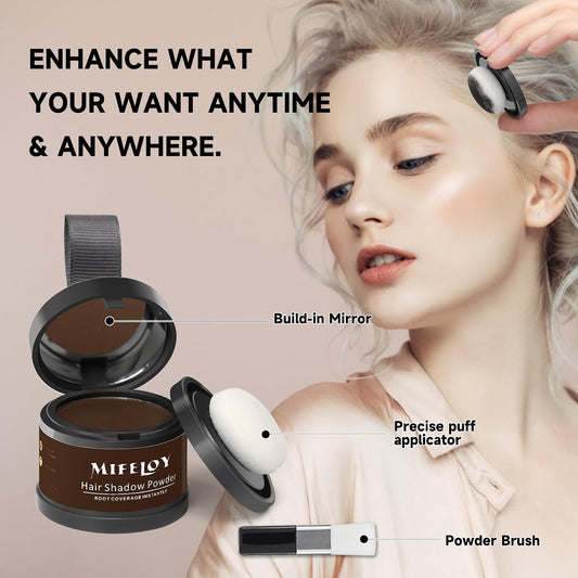 Root Touch Up Powder, Cover Up Hair Color for Grays, Root Coverage for Women, Men Roots Concealer for Beard Line Eyebrow, Instantly Shadow Powder for Thinning Grey Hairline, Dark Brown