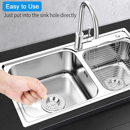 Tomario Stainless Steel Kitchen Sink Strainer Plug, Standard Strainer Drain Protector Hair/Food Catcher for Bathroom, Kitchen, Shower (External Diameter 7.5cm, Inner Diameter 3.6cm, Pack of 2)