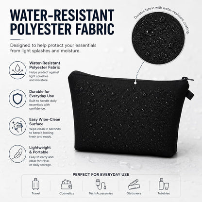 FAVORTALK Makeup Bag Travel Toiletry Organiser Women Men Make Up Storage Black Large Toiletry Bag with Waterproof Cosmetic Bag for Travel Vanity Shower Bathroom Gym Yoga -B0883
