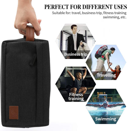 KK Water - Resistant Hanging Toiletry Travel Bag – Spacious Black Gym, Shaving, Make Up Bag for Men &amp; Women