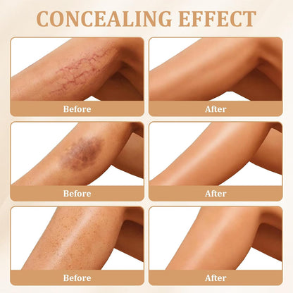 Waterproof Leg Makeup Cream, Full Coverage Body Makeup with Brush, Water Resistant Transferproof(Brown,100ml)