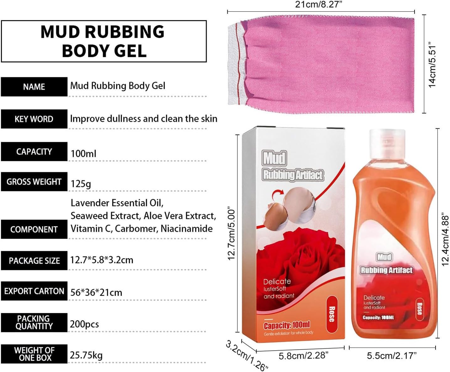Mud Rub | Rubbing Mud for Skin - Brightening Rubbing Mud Gel 100ml for, Improve Dullness, Even Skin Color Rianpesn
