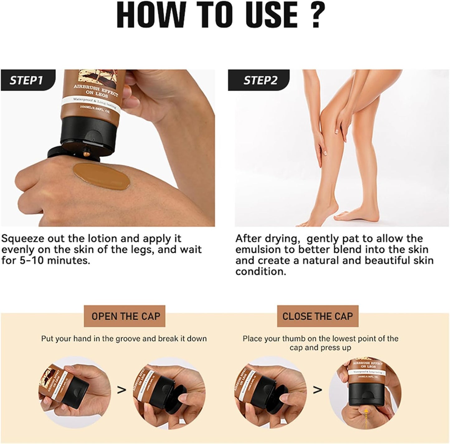Leg Makeup Waterproof No Transfer Vein Cover up Make Up Cream With Self Tanning Mitt Applicator, Lightweight Long Lasting Leg Makeup Full Coverage Body Concealer Tattoo Cover-Up