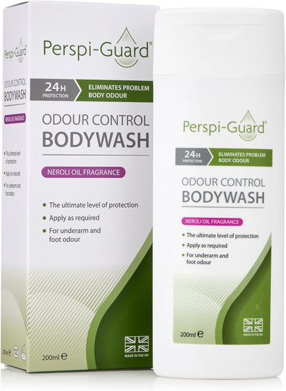 Perspi-Guard Odour Control Antibacterial Body Wash for Men &amp; Women | High Strength Neroli Scented Anti Bacterial Shower Gel Prevents Malodour, 200 ml, 1-Pack