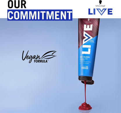 Schwarzkopf LIVE Go Gloss Cherry Cola Red, Colour &amp; Care Hair Glossing for Instant Glossy Hair, with HaptiQ Anti-Damage System, Up to 8 Washes