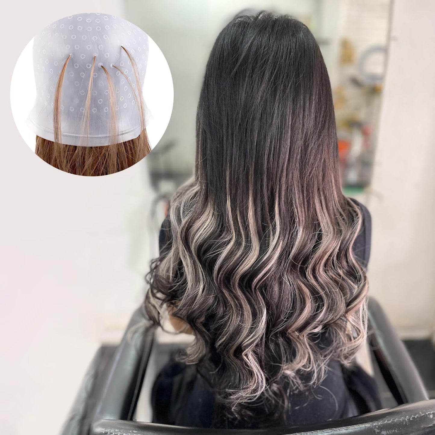 Highlighting Cap, Highlighting Kit Hair Blonde Highlighting Kit Hair Streaking Kit for Professional Salon Silicone Hairdressing Tools for Women Men