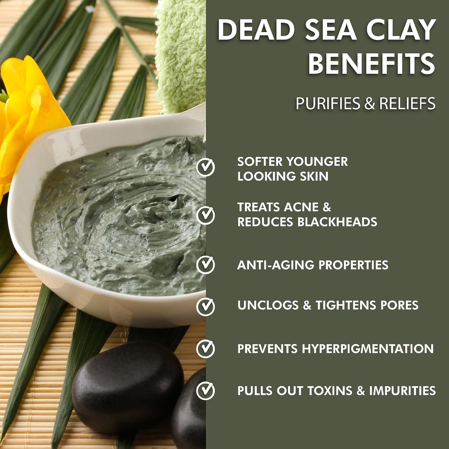 Clay Powder from Dead Sea Face Mask Mud Body Wash Anti Acne Black Spots Detox Pure Natural for Soap Making