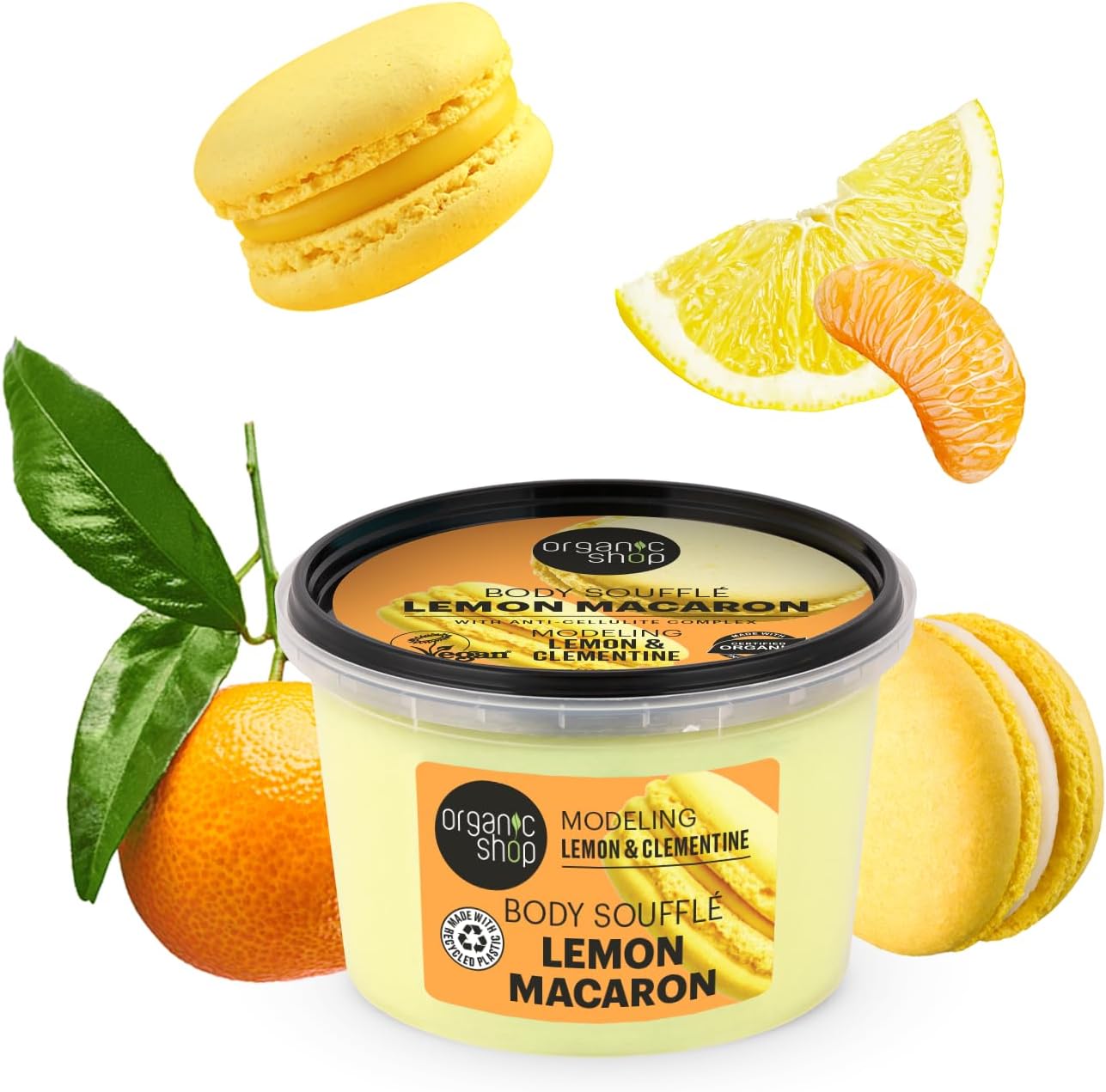 Organic Shop Lemon Macaron body souffle. Modeling. Lemon &amp; Clementine, 250 ml (Pack of 2)