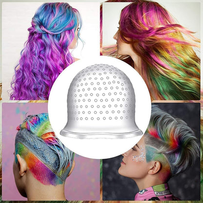 Highlighting Cap, Highlight Cap and Hook Kit, Hair Highlighting Kit, for Color Hair Salon Hairdressing Dyeing Staining Tools for Women Men(White)