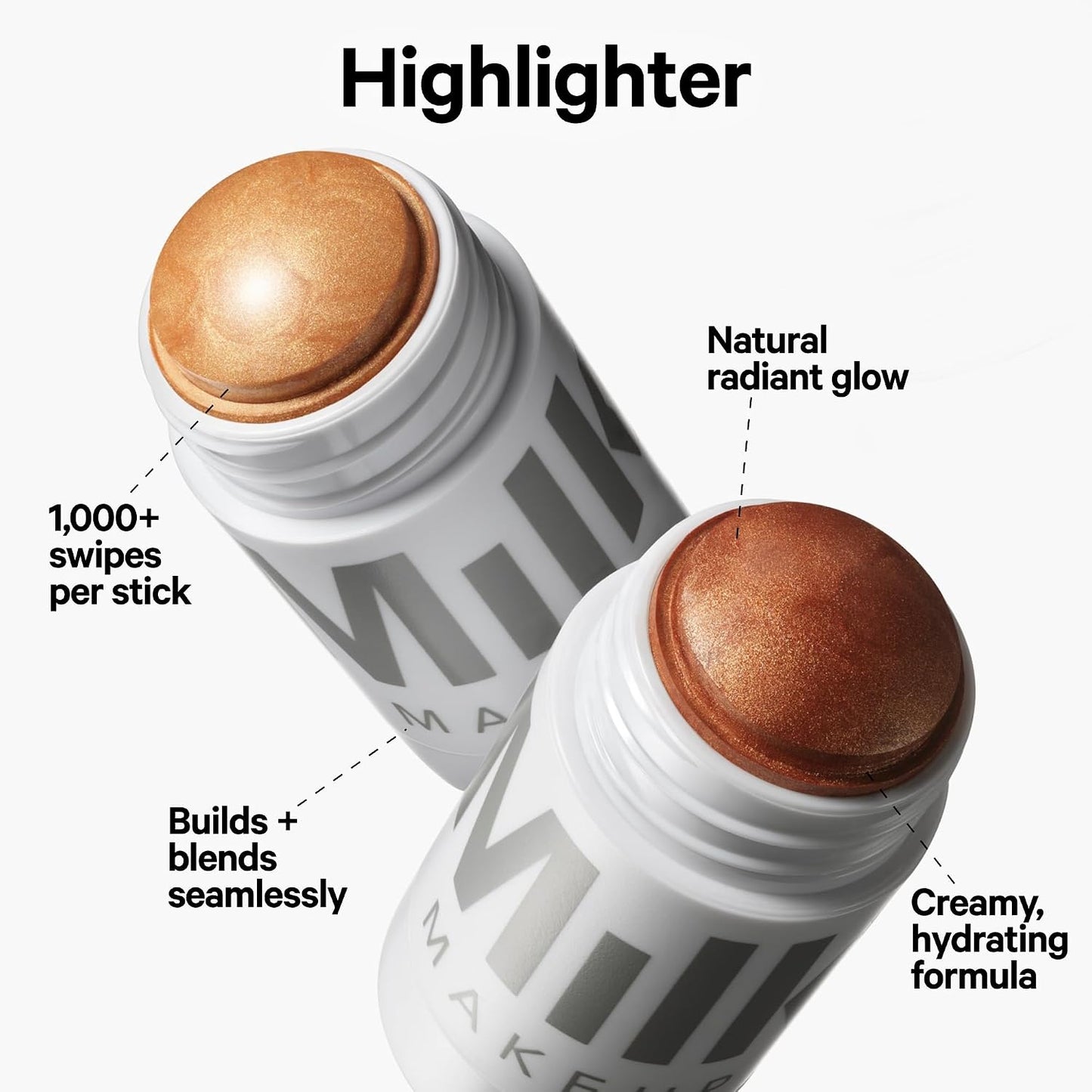 Milk Makeup Highlighter, Flash (Golden Bronze) - 0.21 oz - Dewy Cream Highlighter Stick - Blendable &amp; Buildable - 1,000 Swipes in Every Stick - All Skin Types - Vegan, Talc Free &amp; Cruelty Free