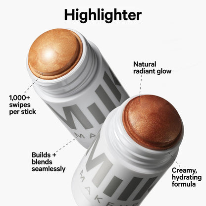 Milk Makeup Highlighter, Flash (Golden Bronze) - 0.21 oz - Dewy Cream Highlighter Stick - Blendable &amp; Buildable - 1,000 Swipes in Every Stick - All Skin Types - Vegan, Talc Free &amp; Cruelty Free