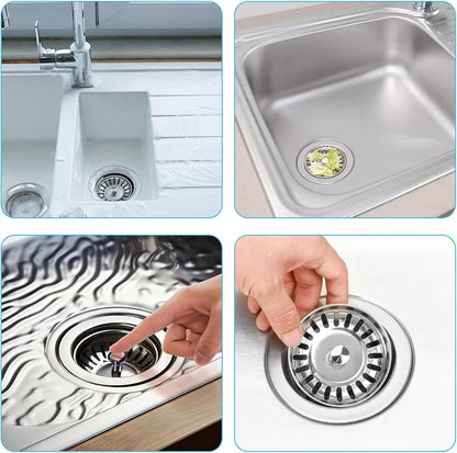 2 Pack Kitchen Sink Strainer, Stainless Steel Sink Plug Replacement, Sink Drain Stopper 3.15 Inch, Hole Diameter 80mm