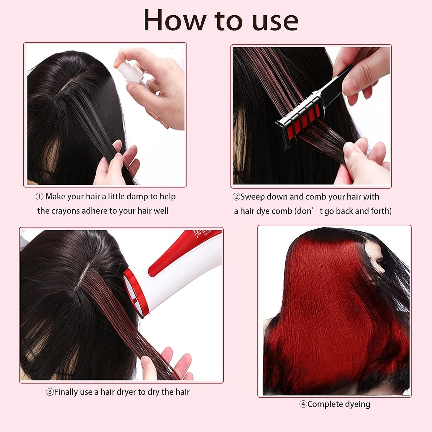 Hair Color Hair Chalk Dye Kit for Kids, Washable Non-Toxic Hair Dye for 3 4 5 6 7 8 9 10 Year Old, 10 Color Halloween, Party, Cosplay, Christmas, Birthday Girls Gift