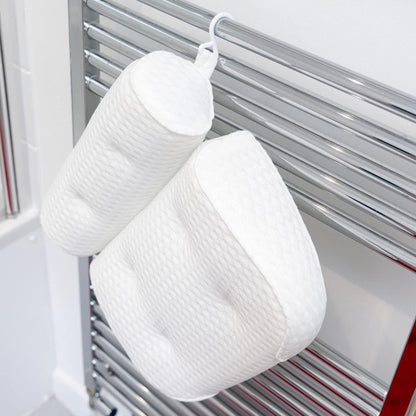 Rio Luxury Spa Bath Pillow Ergonomic Design - Soft 3D Air Mesh Technology &amp; 6 Strong Suction Cups Help Support Head Neck Back Shoulder Home Relaxation Routine, Fits All Baths, Quick Dry Hook