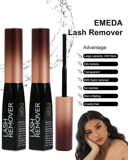 EMEDA 10 ml Lash Cluster Remover Oil Gentle Eyelash Glue Remover for Home Use, 10ml 0.35oz(2 Pcs) Low Irritation Safe for DIY Lash Extensions Removal Lash Bond Remover Oil-Based Formula (black 2 pcs)