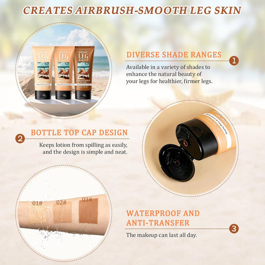 Body Coverage Perfector Waterproof, Leg Makeup, Tattoo Cover Up Cream With Extra Large Body Makeup Brush, Long Lasting Body Foundation for All Skin Tones (Medium)