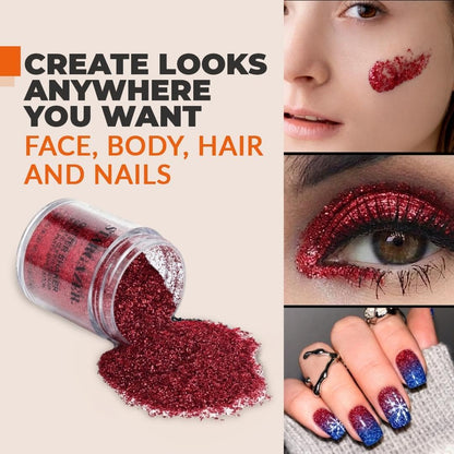 Stargazer Glitzy Body Glitter Shaker Red | Face Body Eyes Hair &amp; Nails Sparkle | Fine Festival Makeup | Cruelty-Free Cosmetic