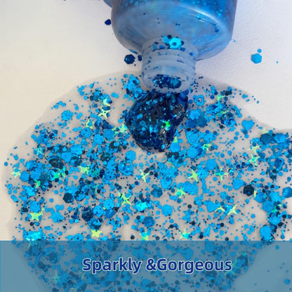 Blue Body Glitter Gel, 50ml Hair Glitters, Face Sequins Shimmer Liquid Eyeshadow, Mermaid Sequins Festival Glitter Chunky Glitters for Eye Hair Lip Nail DIY Art Party (Blue)