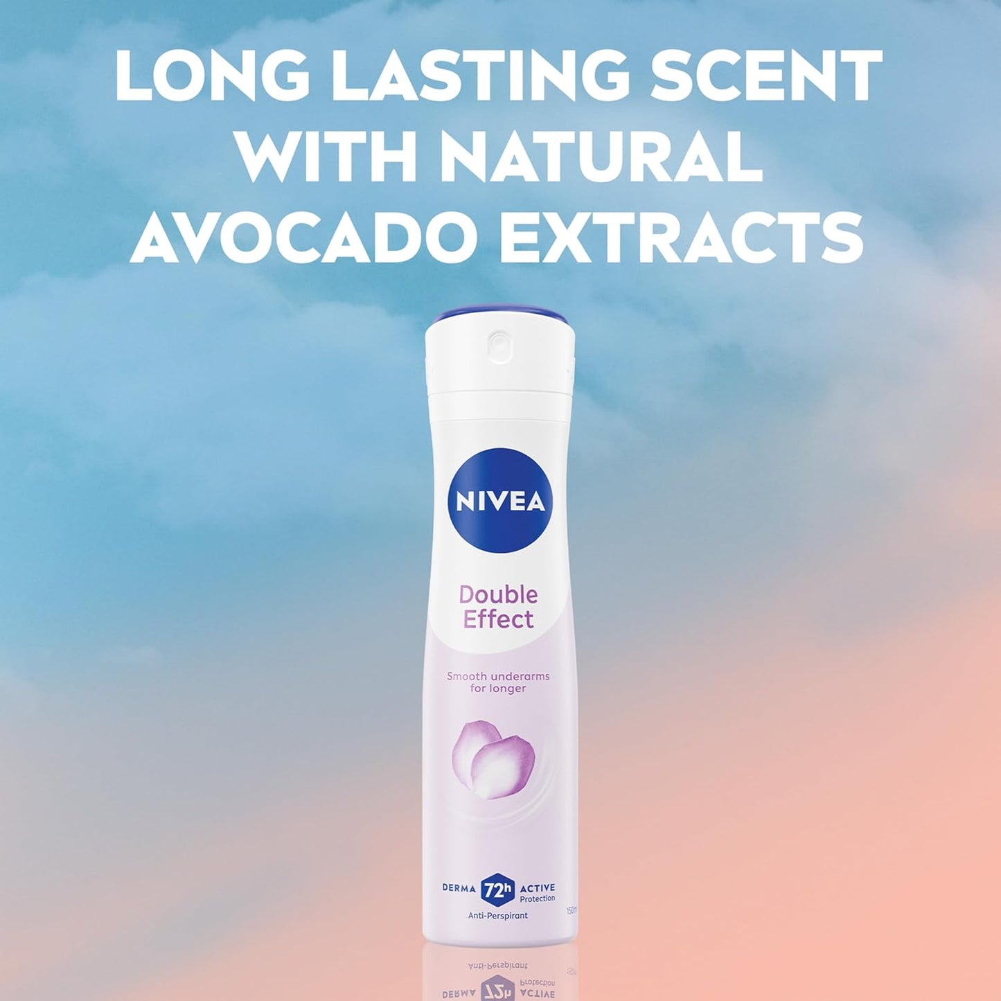 NIVEA Double Effect Anti-Perspirant Deodorant Spray (150ml), Women's Deodorant Spray with 72H Sweat and Odour Protection, Sweat Block for Women with Natural Avocado Extract